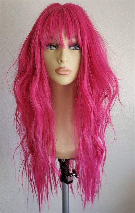 hot pink long wig